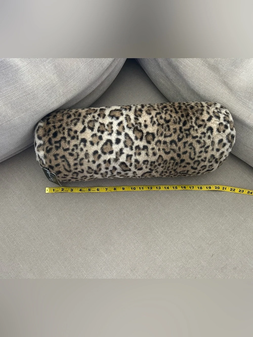 “New” Nicole Miller Leopard-Print Faux Fur Bolster Pillow